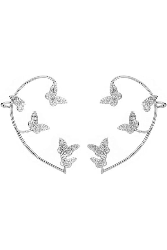 2PCS Super Flash Snowflake Ear Hook, Butterfly Wrap Around Ear Earrings, tassel ear cuffs non piercing, Vintage Ear Cuff Earrings Wrap Around, Ear Wrap Crawler Earrings, Zircon Ear Wrap Earrings