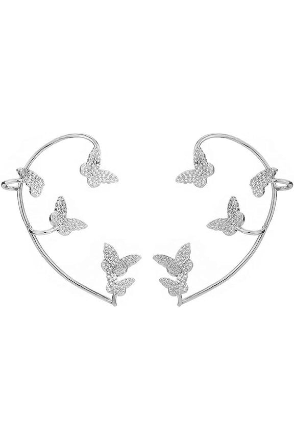 2PCS Super Flash Snowflake Ear Hook, Butterfly Wrap Around Ear Earrings, tassel ear cuffs non piercing, Vintage Ear Cuff Earrings Wrap Around, Ear Wrap Crawler Earrings, Zircon Ear Wrap Earrings