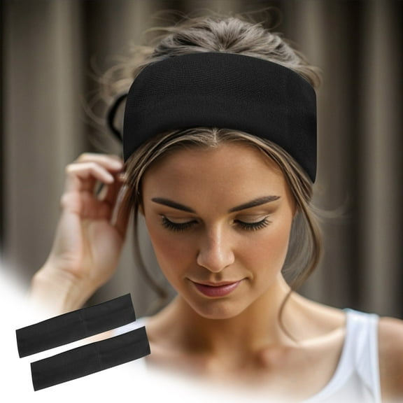 2PCS Sweatbands for Men Women Athletic Terry Cloth Headbands for Running, Tennis, Basketball, Gym Stretchy Moisture Wicking Workout Headband for Yoga,Fitness Sports