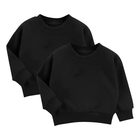 2PCS Sweatshirts for Boys Girls Soft Cotton Solid Color Crewneck Pullover Tops Unisex Kids Fall Winter Clothes 3-10T (8-9 Years, Black #1)