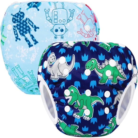 2PCS Swim Diapers Baby and Toddler One Size Reusable Adjustable Eco Swim Diapers for Baby Swimming Lessons