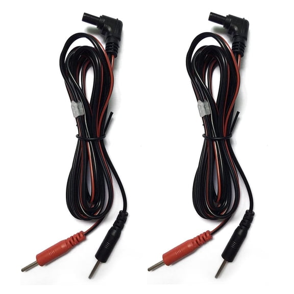 2PCS TENS Unit Replacement Lead Wires - Compatible with TENS 7000, Nicwell Care, AUVON - TENS Unit Electrode Cables with DC Head 2.35mm Plug, Standard 2mm Male Pin Connectors (47" Length)