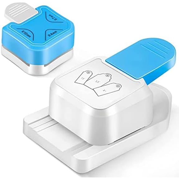 2PCS Tag Punch  Corner Rounder Punch for Paper Crafts, Upgraded Shape Punchers with 1.5" 2" 2.5" Tag Punch and 4mm 7mm 10mm 3 in 1 Corner Punch for DIY Craft Projects,Random Color Shades