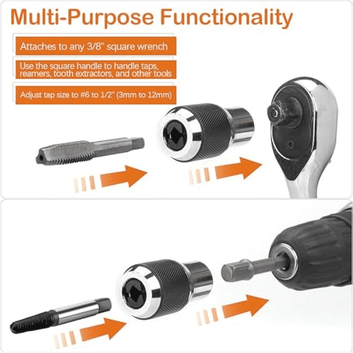 2PCS Tap Socket Set, Extraction Tool with Adjustable Jaws, Suitable for ...