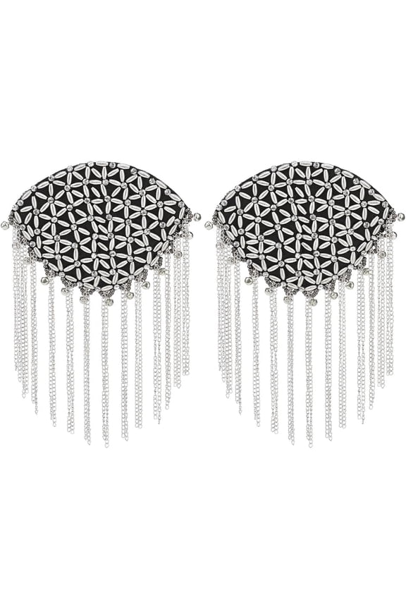 2PCS Tassel Shoulder Shoulder Brooch Pin Epaulette Shoulders Retro Rhinestone Shoulder Badges Punk Epaulettes Detachable Tassel