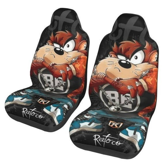 2PCS Taz Mania Seat Cover for Women Men Washable Soft Thin Driver Seat Protector for Auto SUV Truck Auto Accessories