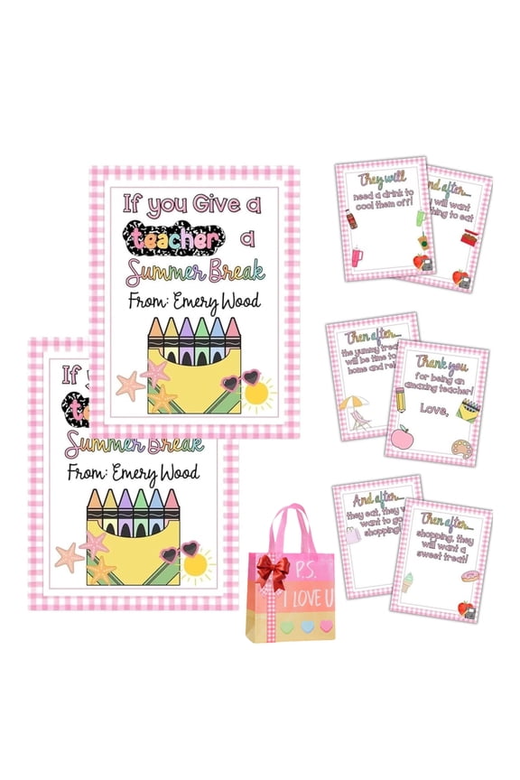 2PCS Teacher's Day Gift Card Book: If You Give a Teacher Summer Break, Thoughtful Flip Craft Keepsake with Personalized Message, Thank You for Appreciation Week & End of School Year