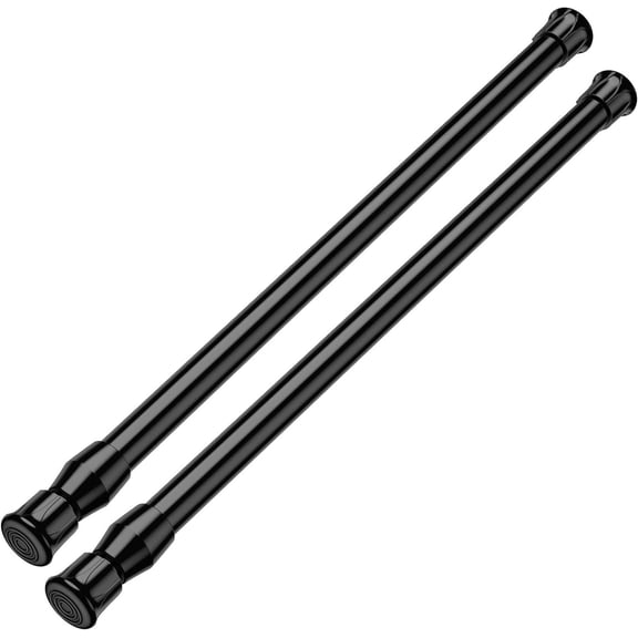 2PCS Tension Rod 16 to 28 Inch - Black Adjustable Non Slip, No Drill Tension Curtain Rod, Small tension rod Short Tension Rod for Window, Kitchen, Doorway