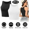 thumbnail image 1 of 2PCS TeqHome Women Sleeveless Racer Back Tank Tops High Neck Crop Tops Camisole Yoga Shirts Athletic Undershirts Machine Washable Black+White XL, 1 of 9