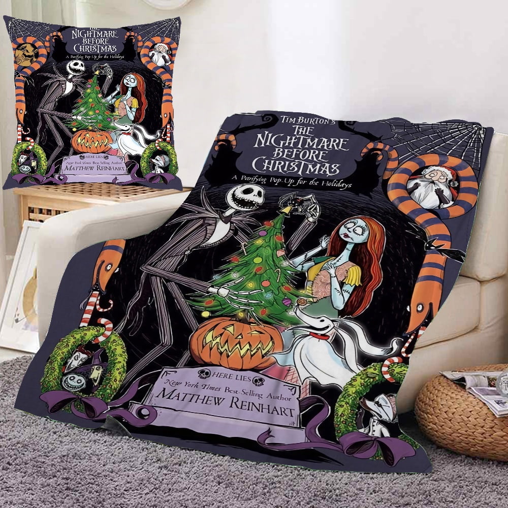 Halloween The Nightmare Before Christmas Blanket and Pillow Cover Fleece Throw Blankets For Throw Blanket For Bed Car Blanket Large Throw Blanket Walmart