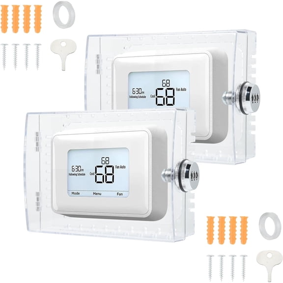 2PCS Thermostat Lock Box with Combination Lock, Universal Keyless Clear Thermostat Cover, Lockable Temperature Controller Guard Fit Thermostats 5.9''x5.5''x2.2'' or Smaller