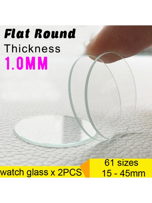 2PCS Thickness 1mm Round Flat Watch Crystal 15mm to 45mm Watch Glass Replacement Lens Mirror Watch Repair Tool Part