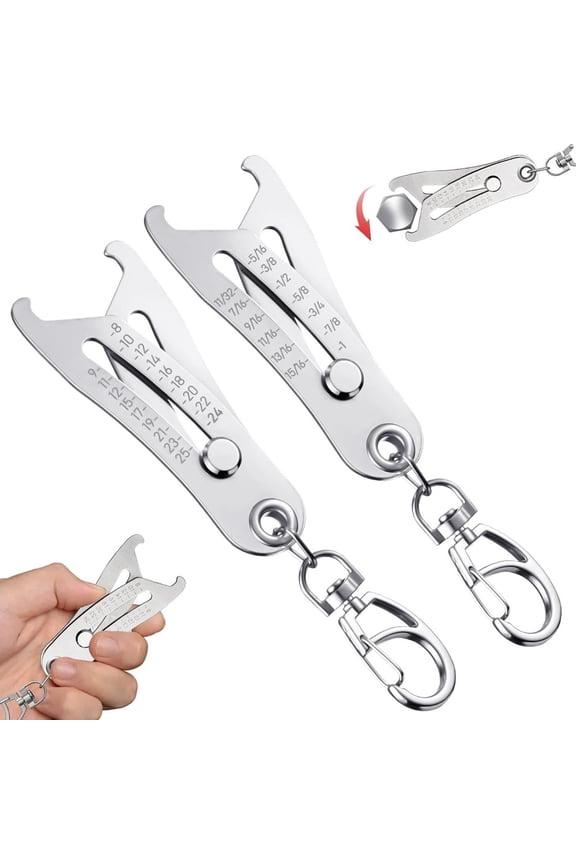 2PCS Thread Checker, Nut and Bolt Thread Checker with Keychain, Portable Bolt Size Finder Verification Tool, Professionals Fast Precise Thread Size Measurement Tool for Metric & SAE (2psc)