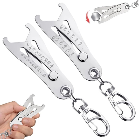2PCS Thread Checker, Nut and Bolt Thread Checker with Keychain, Portable Bolt Size Finder Verification Tool, Professionals Fast Precise Thread Size Measurement Tool for Metric & SAE (2psc)