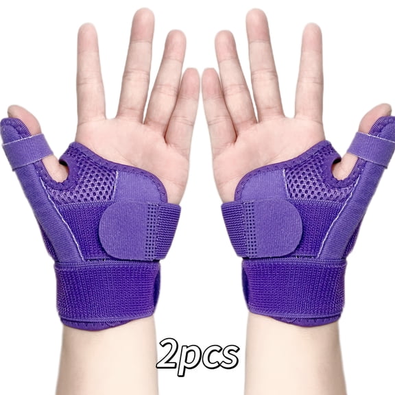 2PCS Thumb & Wrist Support Brace for Pain Relief, Adjustable Wrist Stabilizer with Breathable Fabric for Sports, Daily Use & Carpal Tunnel Support