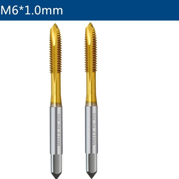 2PCS Titanium Coating Screw Thread Tap Drill Bit M2- Metric Straight Flute