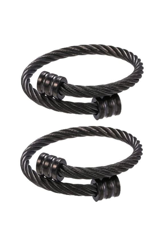 2PCS Titanium Ion Bangle Magnetic Lymphatic Drainage Wrist Cuff Men Bracelet