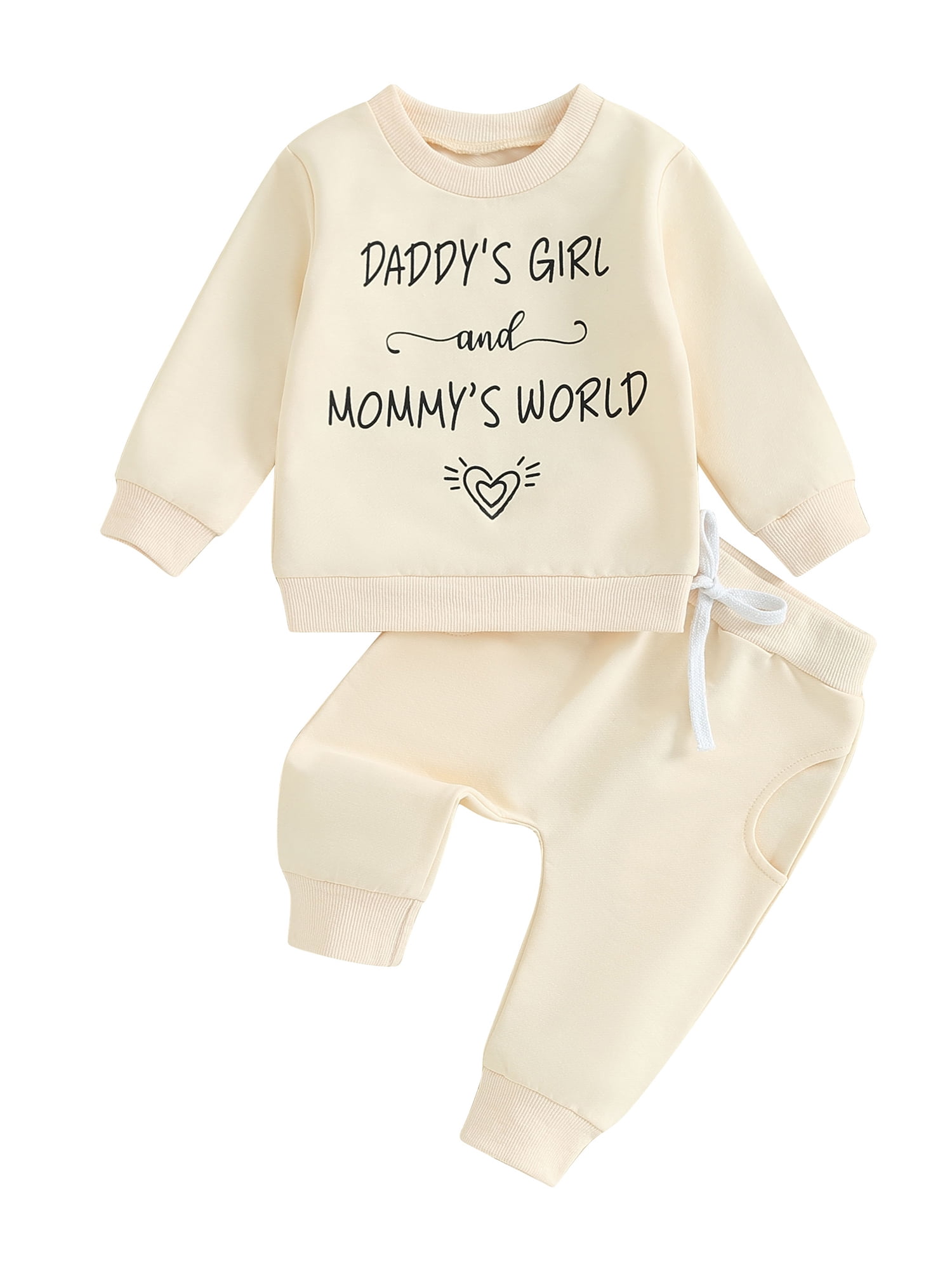 2PCS Toddler Baby Girl Pants Set Letter Print Long Sleeve Sweatshirt ...