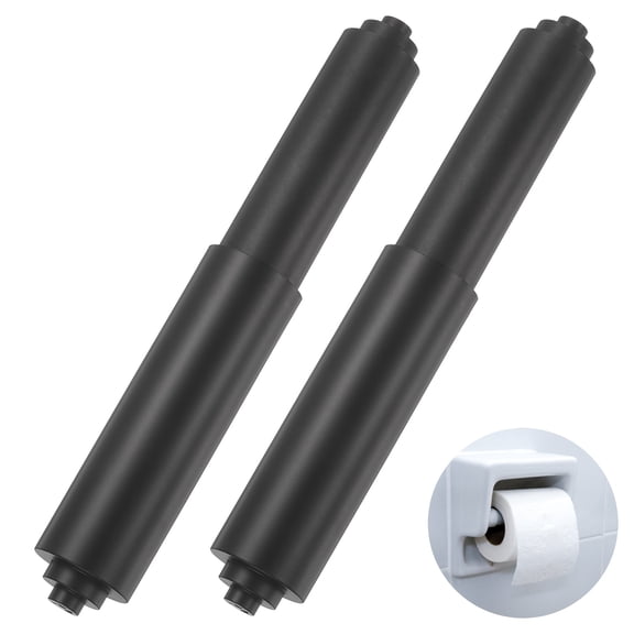 2PCS Toilet Paper Holder Roller, 4.06" to 5.98" Retractable Bathroom Tissue Roll Holder Toilet Paper Spring Rod Replacement Plastic for Washroom Bathroom, Matte Black
