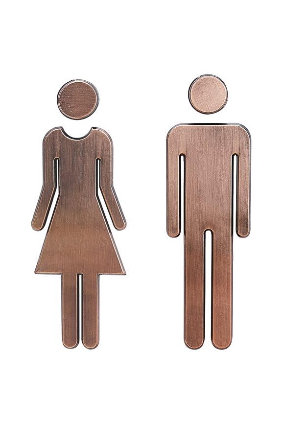 2PCS Toilet Signs Self Adhesive WC Sign Men & Women Toilet Signs Restroom Identification Signs Plastic Wall Stickers for Hotel Store
