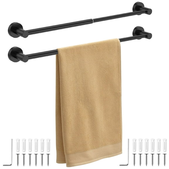 2PCS Towel Bars for Bathroom,Black Bathroorm Towel Bar for Wall,Adjustable 304 Stainless Steel Towel Holder for Bathroom (13.8inch-24.8inch),Wall Mounted Towel Rack for Bathroom Over Toilet