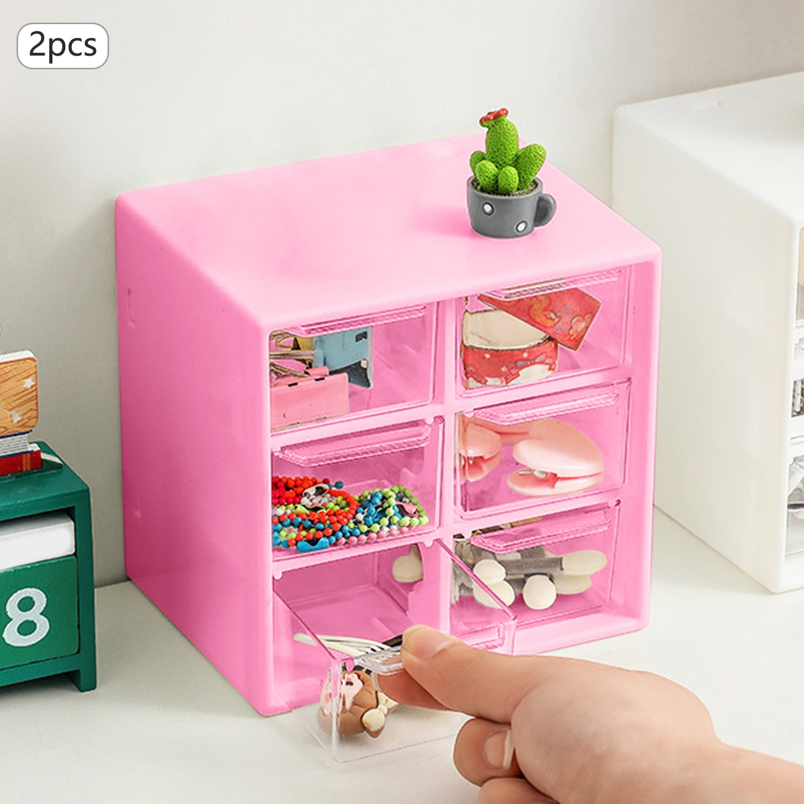 2PCS Transparent Girl Colored Desktop Leather Band Hair Accessories