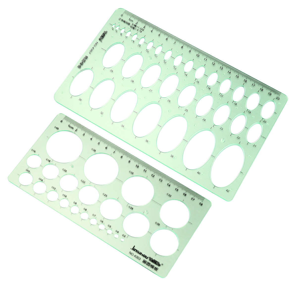 2PCS Transparent Plastic Draft Rulers Geometric Template Rulers