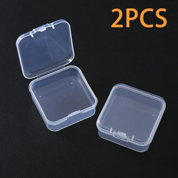 2PCS Transparent Storage Box Square Small Items Case Packing Boxes Jewelry Beads Container Sundries Organizer Fishing Tools