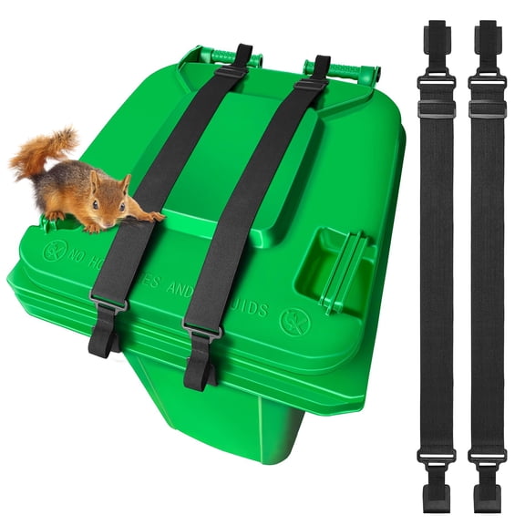 2PCS Trash Can Locks for Animals with Double Claw Bear Proof Trash Can Lock, Adjustable Strap for 28-96 Gallon Garbage Can Locks for Animals Outdoor Trash Can Lid Lock Against Raccoon