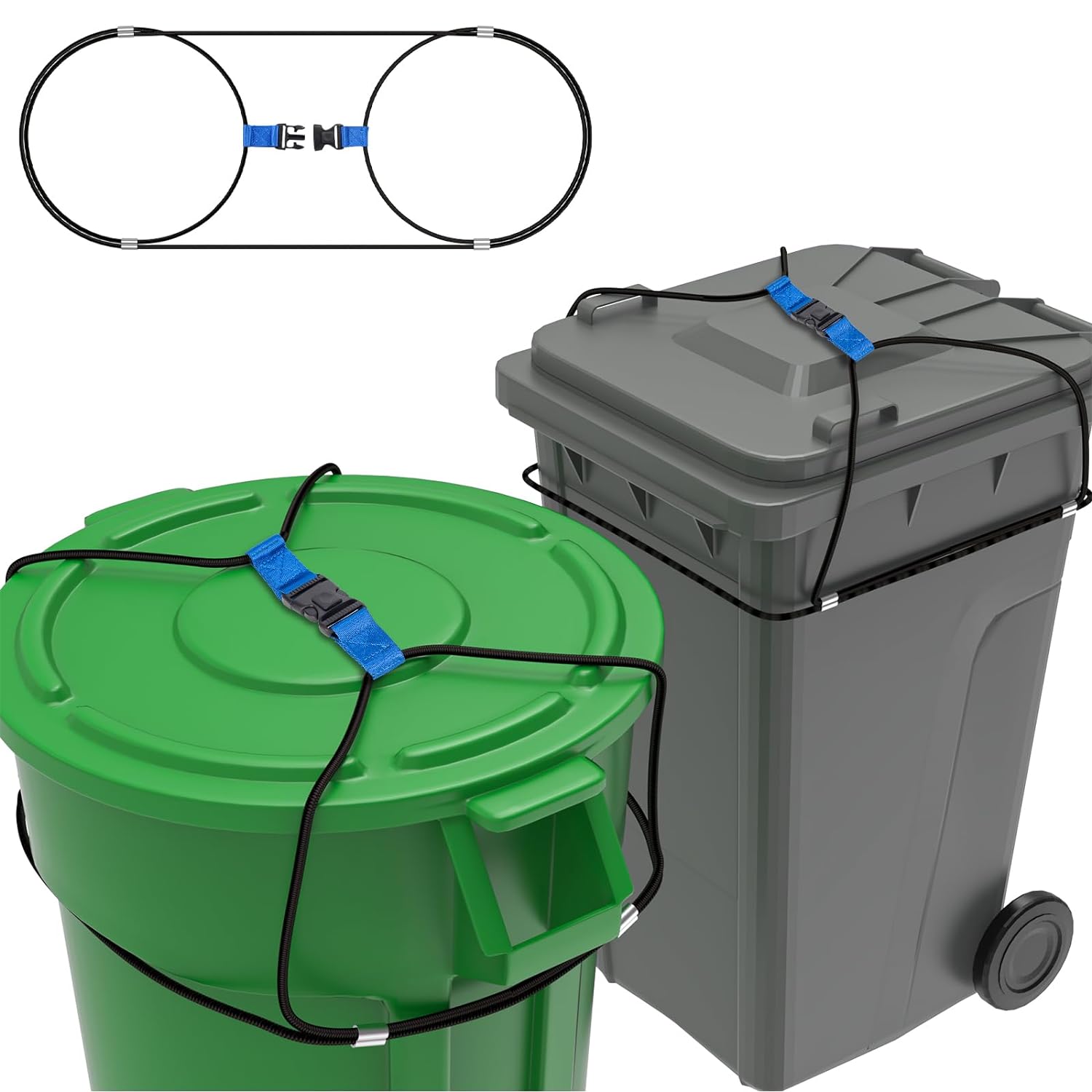 2PCS Trash Can Locks For Animals, Double lock Garbage Can Lock Bungee