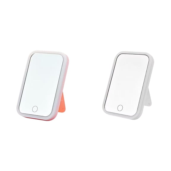 2PCS Travel Makeup Mirror with Lights, Portable Small Beauty LED Vanity Mirror with Lights, Dimmable Touch Screen, Tabletop Folding Compact Mirror,Women Gift