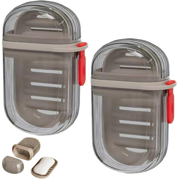 2PCS Travel Soap Case, Small Versatile Portable Travel Soap Box with Sealed Lid Can for Bathroom Showers, Gyms, Efficient Drainage and Leak-Proof Seal, Soap Stays Dry
