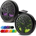 thumbnail image 1 of 2PCS Tree of Life Car Diffuser Aromatherapy Essential Oil Black Stainless Steel Locket with Vent Clip 12 Felt Pads, 1 of 5