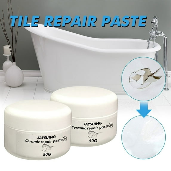 2PCS Tub and Fiberglass Shower Repair Kit (Color Match), Porcelain Sink and Acrylic Bathtub Repair Kit White for Cracks Chips Dents holes Almond/Biscuit/Bone