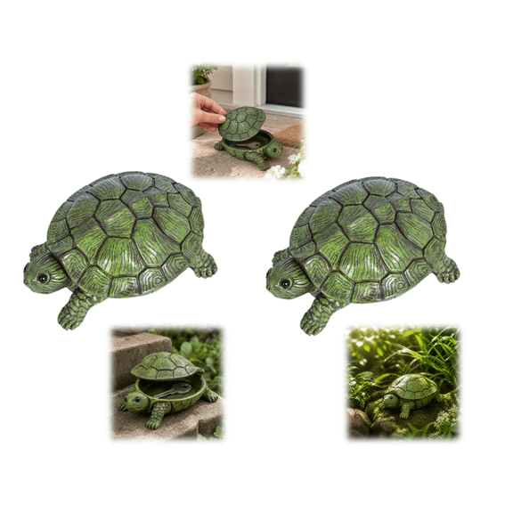 2PCS Turtle Key Hider, Resin Garden Statue With Secret Compartment Indoor And Outdoor Key Storage 3.94*3.15 Inch