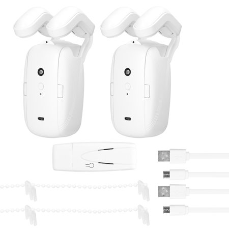 2PCS Tuya WiFi Intelligent Curtain Motor Electric Curtain Robot Automatic Opener No Wiring with Gateways Support APP Remote Control Timer Setup Temperature & Light Sensing Compatible with Alexa