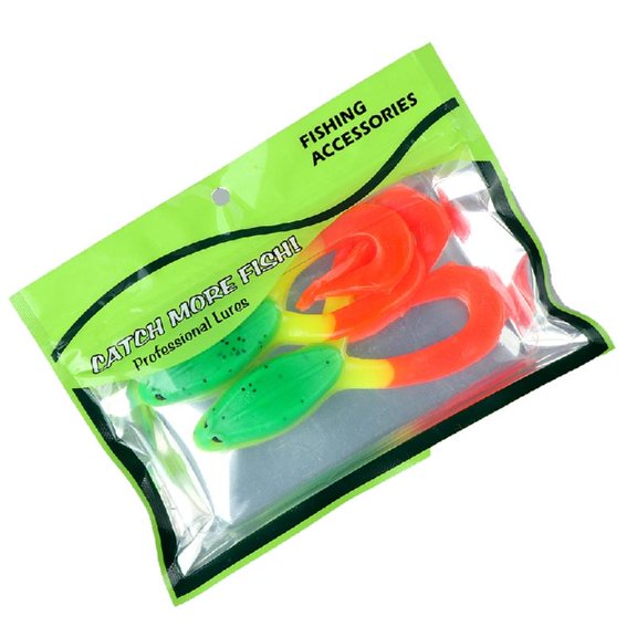 2PCS Twin Tail Soft Frog Lures 11cm 16g Floating Swimbait for Freshwater Saltwater Fishing