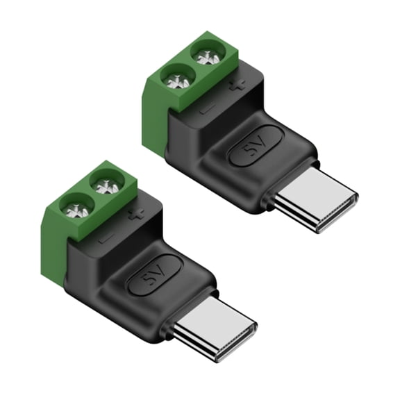 2PCS Type C 5V3A Quick Connecting Adapters Not Solder Green Terminals Suitable for Charging Phones Tablets Toy Fan Lamp