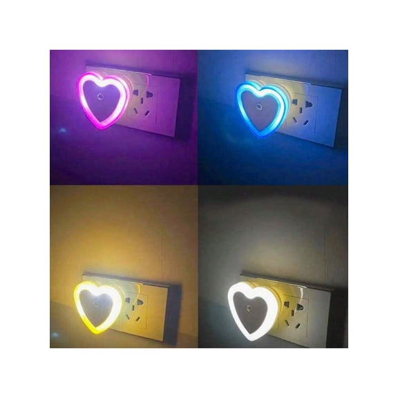 2PCS US Plug Energy Saving LED Night Light With Dusk To Dawn Sensor Heart Shaped Energy Saving Sensor Night Lamp For Bedroom,White