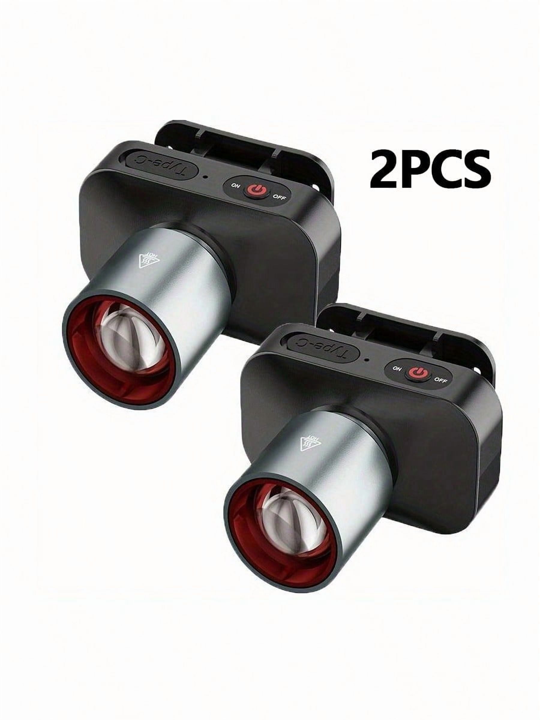 2PCS USB C Rechargeable LED Headlamp 3 Modes Hands Free Headlight 120 Wide Beam For Camping Fishing Night Work Adjustable Strap Motion Sensor