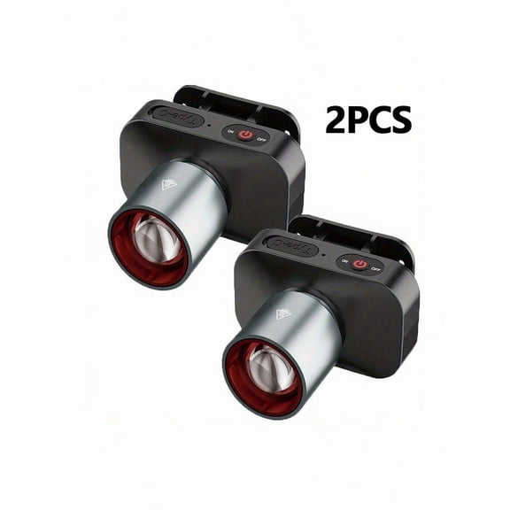 2PCS USB C Rechargeable LED Headlamp 3 Modes Hands Free Headlight 120 Wide Beam For Camping Fishing Night Work Adjustable Strap Motion Sensor