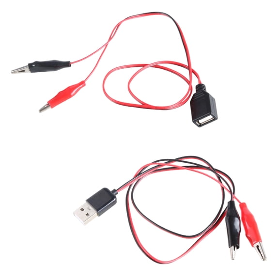2PCS USB Clamp Cables, 5V 3A 50cm Flexible Power Leads for Electronics Testing & Security Cameras