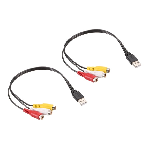 2PCS USB to RCA Cable, USB to 3 RCA Female Stereo Audio Video Cable Adapter for PC, TV