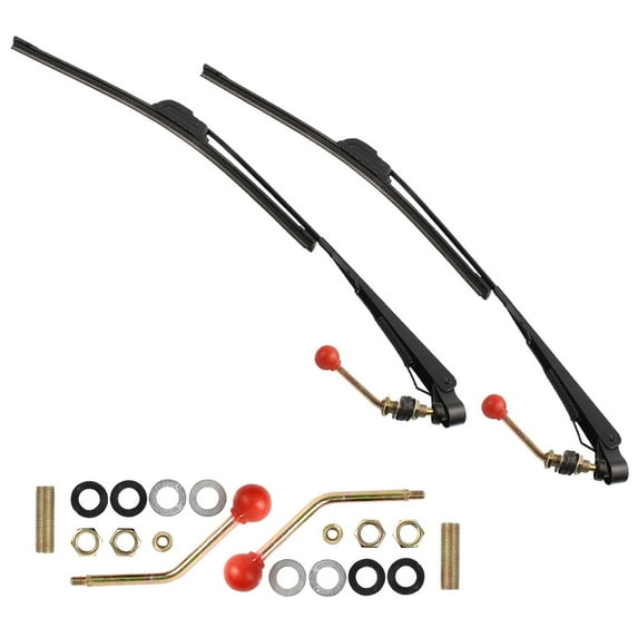 2PCS UTV Windshield Wiper Kit Hand Operated Manual Windshield Wiper Blades for Polaris Ranger RZR Can Am Maverick X3 Commander Defender Pro Golf Cart