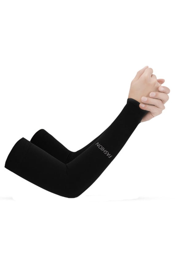 2PCS UV Cooling Ice Silk Arm Sleeves Sun Protection Unisex for Sports, Cycling, Golf, Running,Black