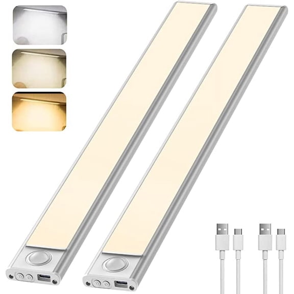 2PCS Ultra Thin Intelligent Rechargeable Human Body Induction Light Magnetic Suction Self-Adhesive Long Strip LED Wardrobe, Wine Cabinet, Light Strip, Light Strip