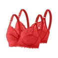 thumbnail image 1 of 2PCS Underwire Bras for Women Plus Size Lace Comfortable & Breathable Full Coverage Support Bras Everyday Wear (38, 2*Red), 1 of 3