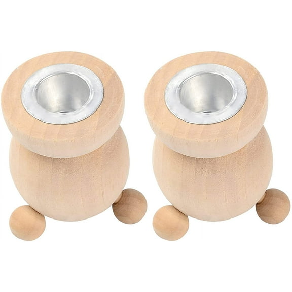 2PCS Unfinished Wooden Candlesticks Wood Holders Metal Candle Holder Cup 4/5 Inch Hole Classics