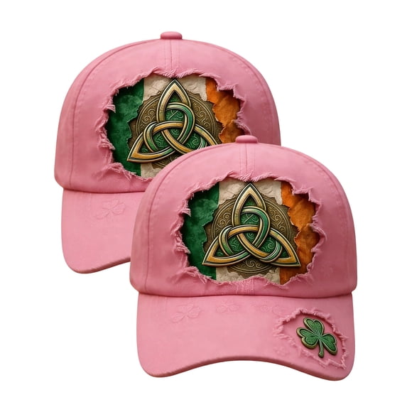 2PCS Unisex Irish Hats for Men - St. Patrick's Shamrock Art Print Baseball Hat, Ireland Baseball Cap