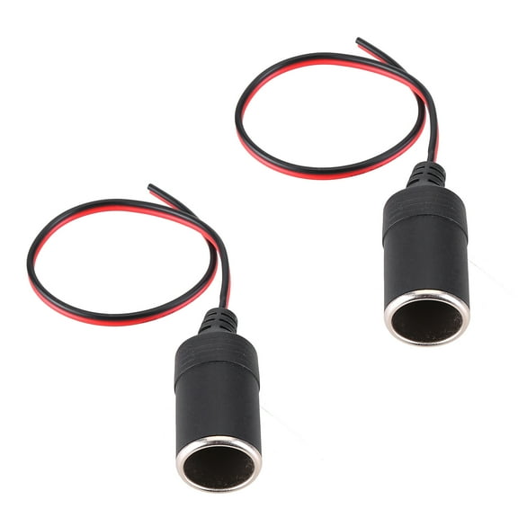 2PCS Universal Car Cigarette Lighter Charger Cable Female Socket Plug Connector Adapter 12V/24V